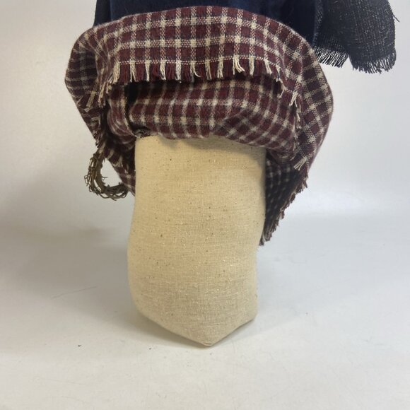 Lg Primitive Snowman Woman Fabric Folk Art Handcrafted Figure Winter Decor 19in - Picture 8 of 9